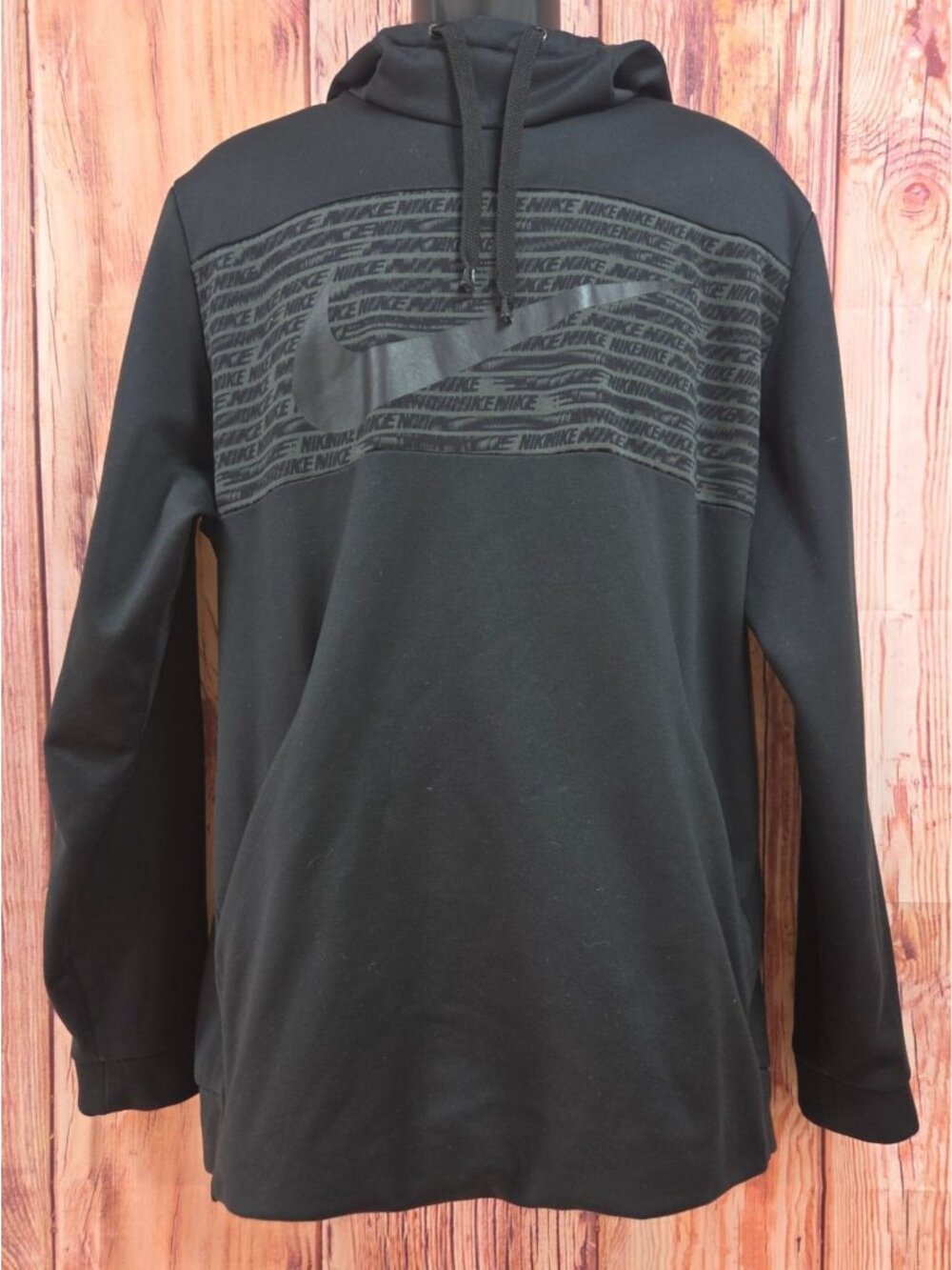 Nike Black Dri-Fit Pullover Hoodie XL With Graphic Print & Drawstring
